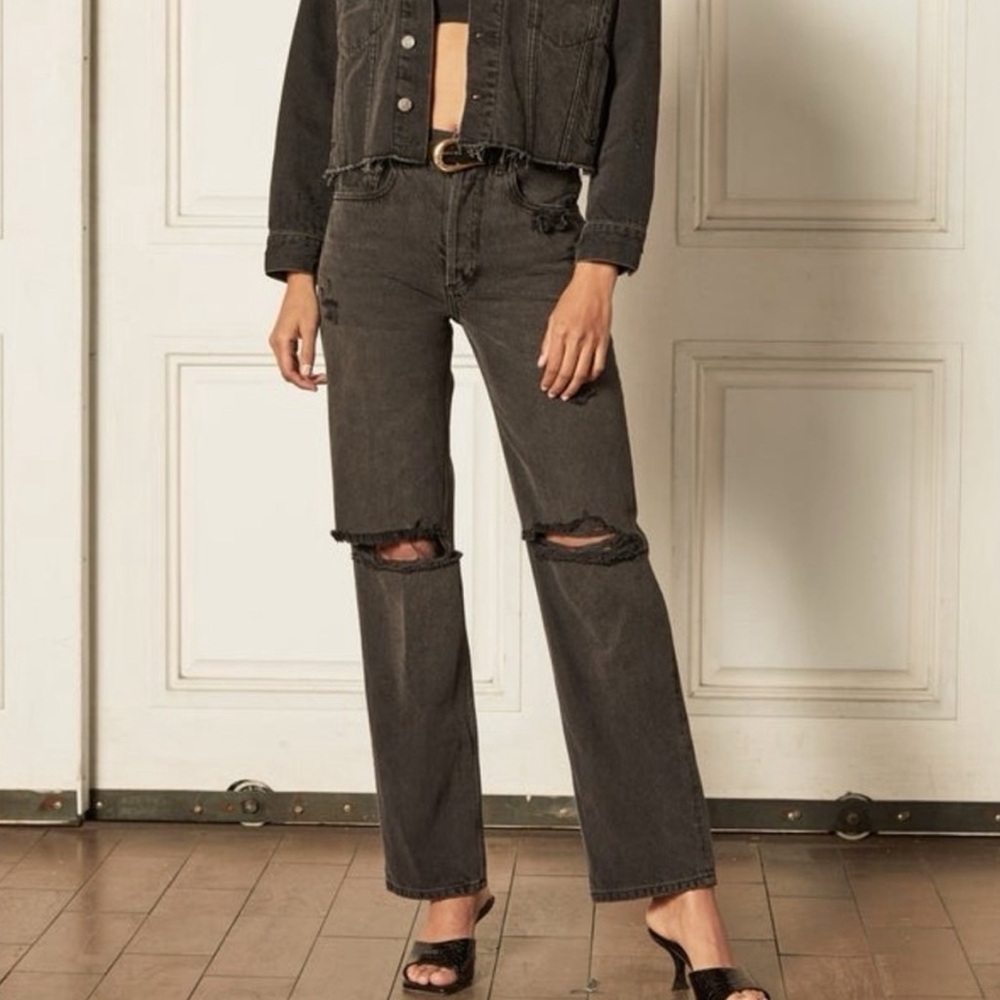 Boyish The Ziggy High Rise Relaxed Jeans Wide Leg Black Grunge Baggy 26